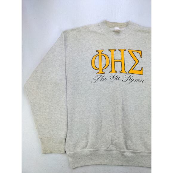 Mens Vintage Fruit of the Loom Phi Eta Sigma Pullover Sweatshirt SZ XL Gray - Picture 3 of 11